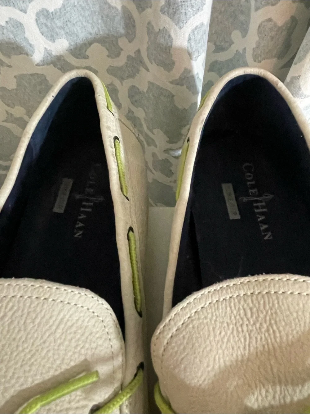 Cole Haan Air Mason Men's ivory and Lime Green Casual Boat Shoes Sz 13